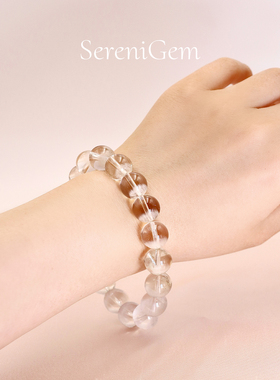 SereniGem谧彩境 巴西双A白水晶白幽灵半盆净灵云境水晶手串12mm