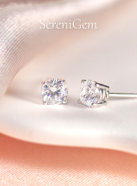 SereniGem谧彩境 5A特选锆石单颗S925简约耳钉