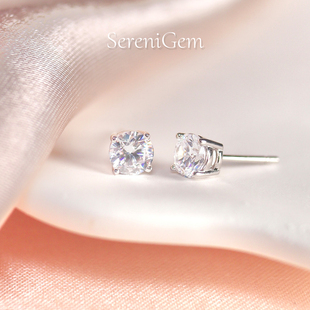 SereniGem谧彩境 5A特选锆石单颗S925简约耳钉
