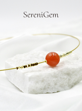 SereniGem谧彩境 天然南红新年款合金单珠项链颈饰