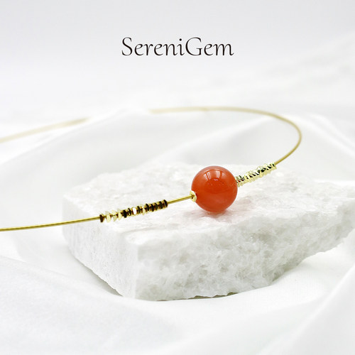 SereniGem谧彩境 天然南红新年款合金单珠项链颈饰