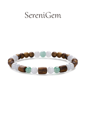SereniGem谧彩境 天然缅甸A货翡翠&海南奇楠沉香设计款手串5.5mm