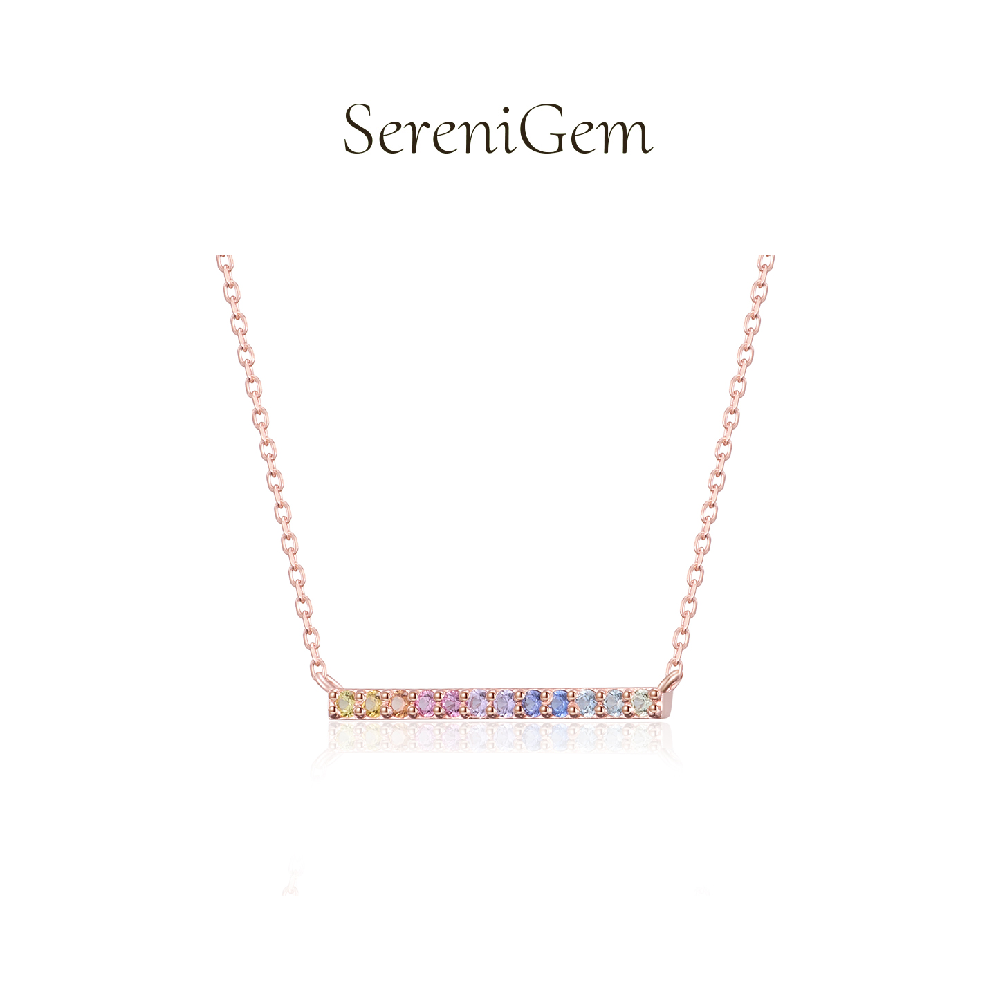 SereniGem谧彩境 天然无烧彩色蓝宝石彩虹S925项链