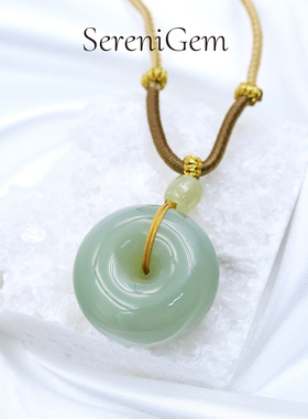 SereniGem谧彩境 和田玉新疆且末蓝厚装平安扣吊坠
