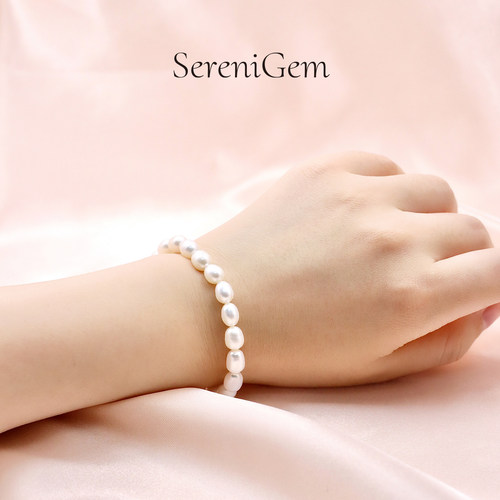 SereniGem谧彩境 淡水珍珠水滴形米珠简约珍珠手链