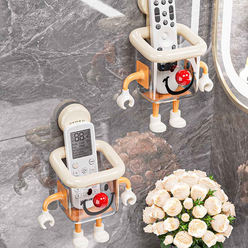 吸盘遥控器收纳盒壁挂式上墙放空调电视风扇充电器手机床头置物架