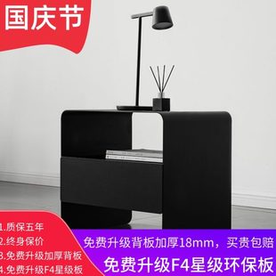 极简床头柜现代简约客厅沙发边柜置物架简易卧室床边柜储物柜 意式