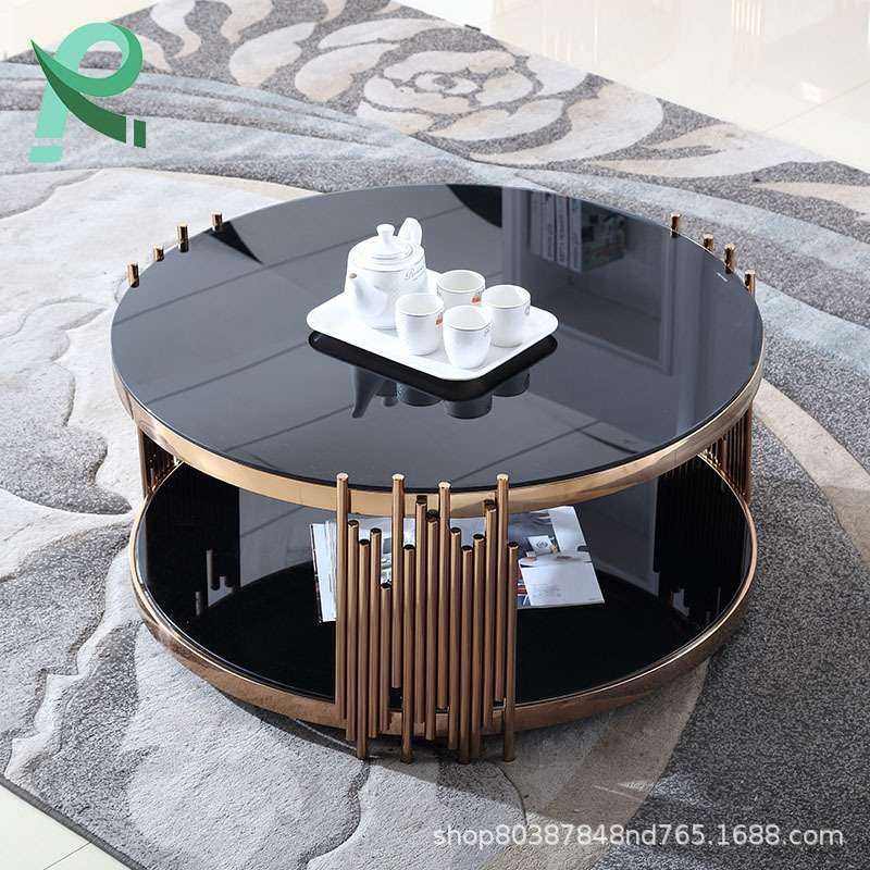 住宅简易五金玻璃面茶几创意不锈钢钢化玻璃客厅家具不锈钢茶几