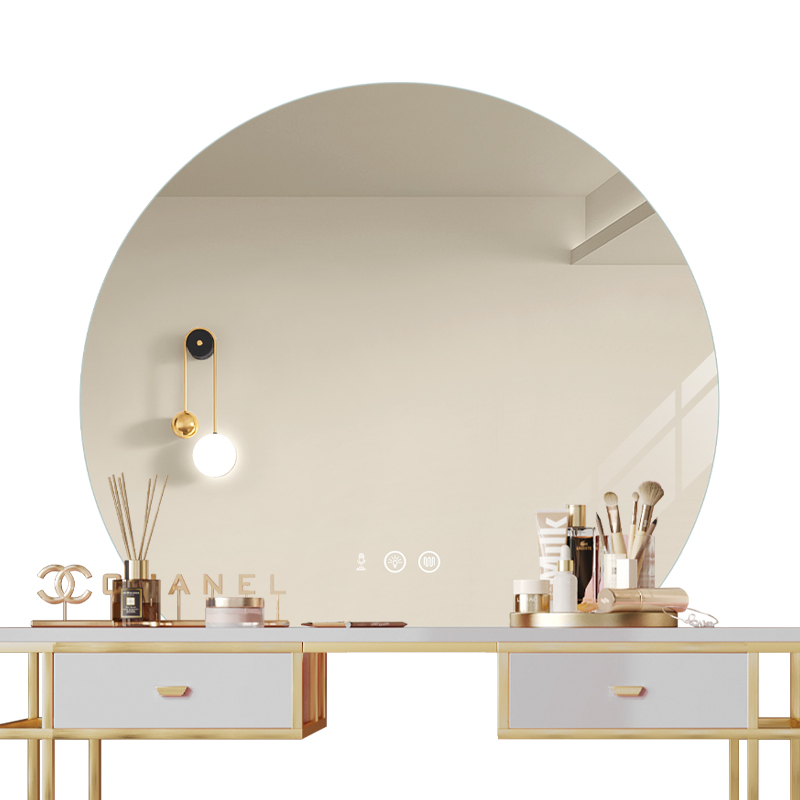 梳妆台智能LED化妆镜卫生间异形浴室镜子挂墙洗手间发光防雾圆镜