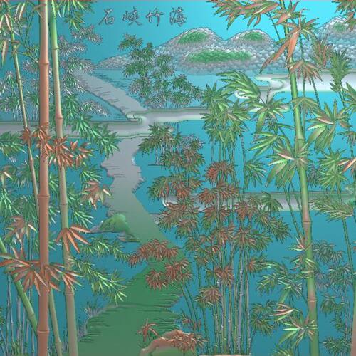精雕图挂壁 大背景竹子海图 花鸟灰度图东阳木雕工艺品挂件挂屏