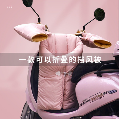 电动摩托车挡风被冬季加厚加绒分体式双面防水电瓶车春秋款防风罩