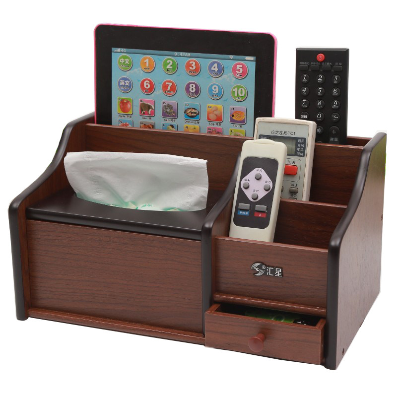 创意多功能客厅茶几密度板木质手机遥控器桌面收纳盒家用置物架