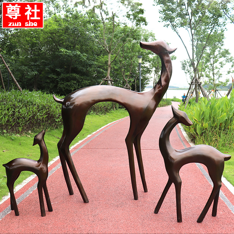 户外玻璃钢抽象梅花鹿雕塑花园庭院公园别墅景观动物麋.鹿装饰摆