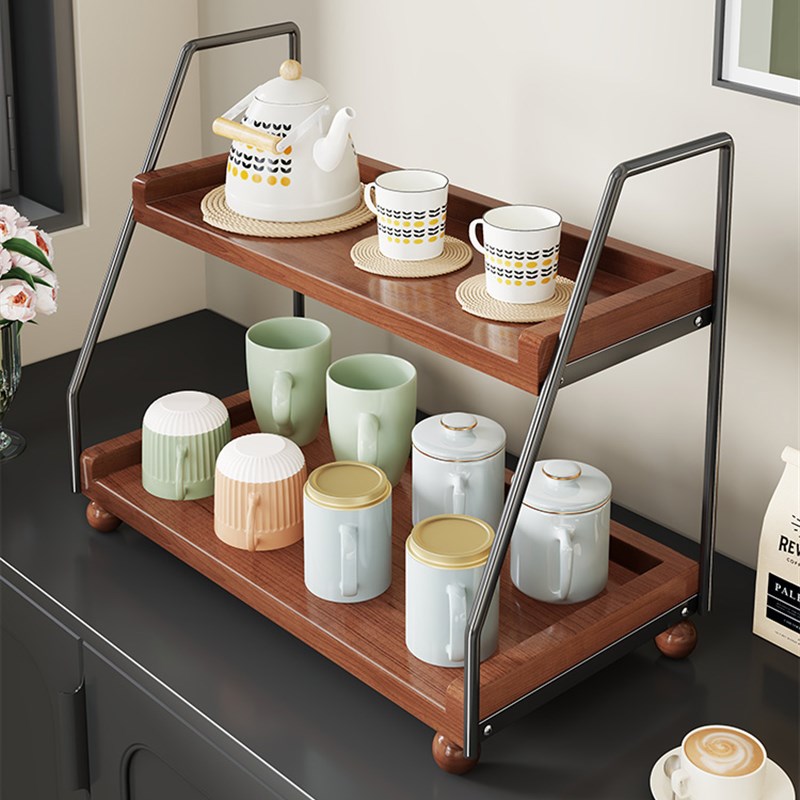 餐边柜桌面水杯收纳架咖啡杯马克杯分层置物架茶几台面茶杯整理架