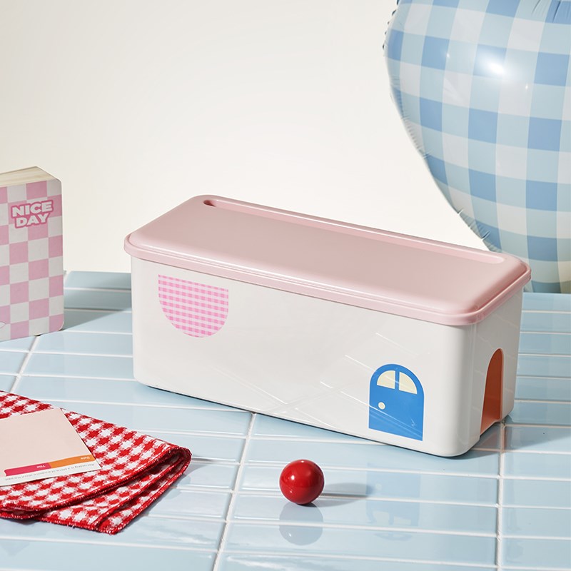 可爱多巴胺插排插座收纳盒桌面电源线收纳神器充电器集线器整理盒