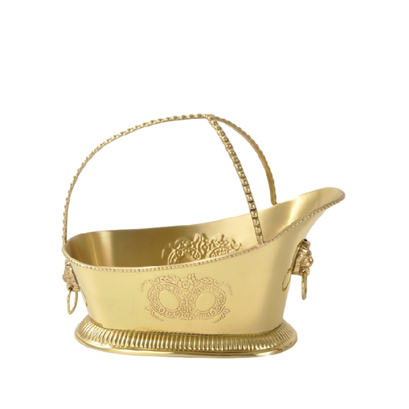 印度进口手d工纯黄铜金色酒架欧式别墅红酒香槟架果盘酒柜摆件