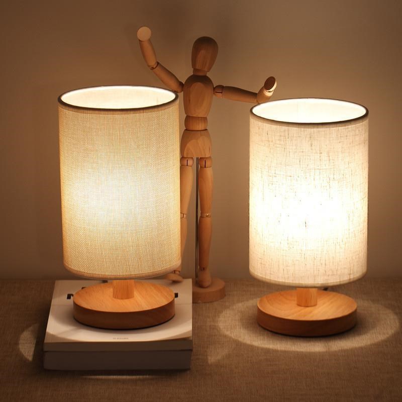 Nordic Wood Table Lamp Night Light USB Powered Modern For Be