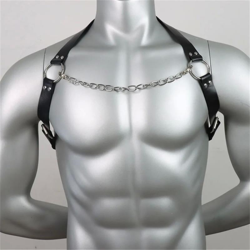 Male Leather Lingerie Sexual Chest Harness Men Adjustable Ra