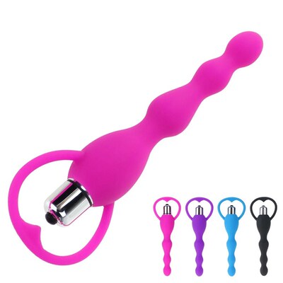 Silicone Vibrating Anal Plug Prostate Massage Soft Anal Bead