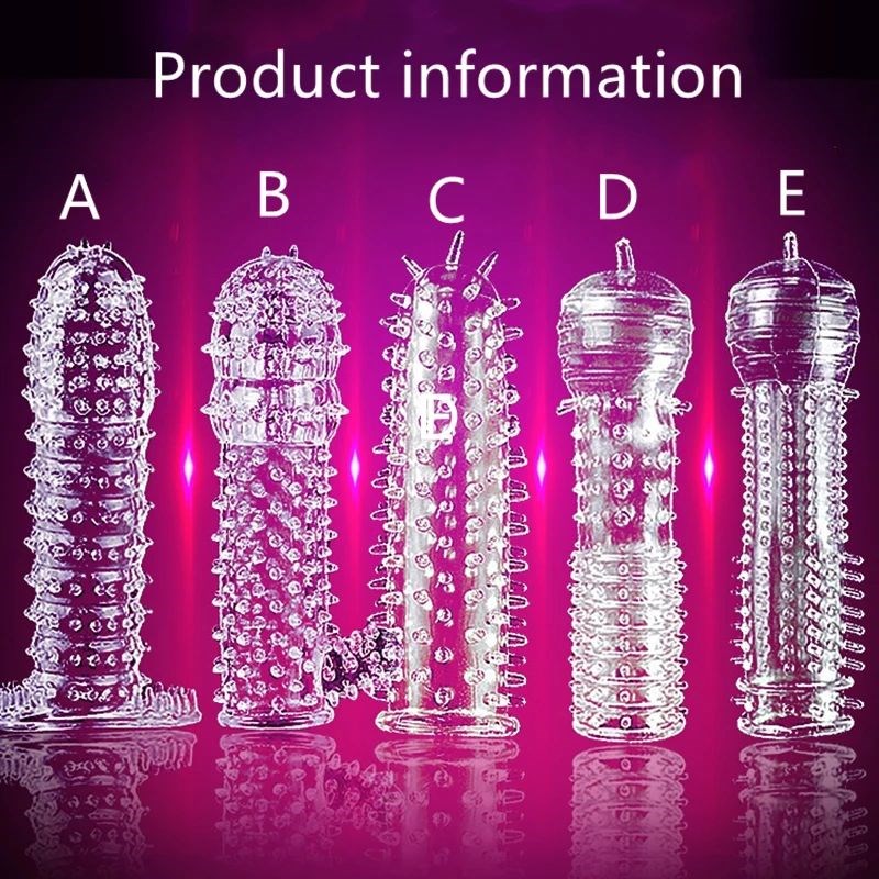 Adult Penis Sleeve Reusable Condoms Sex Toys for Men Delay E
