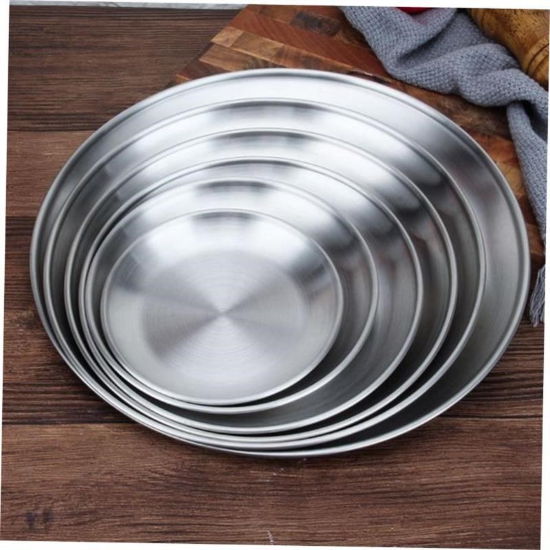 Korean stainless steel thickened plate golden coffee shop tr