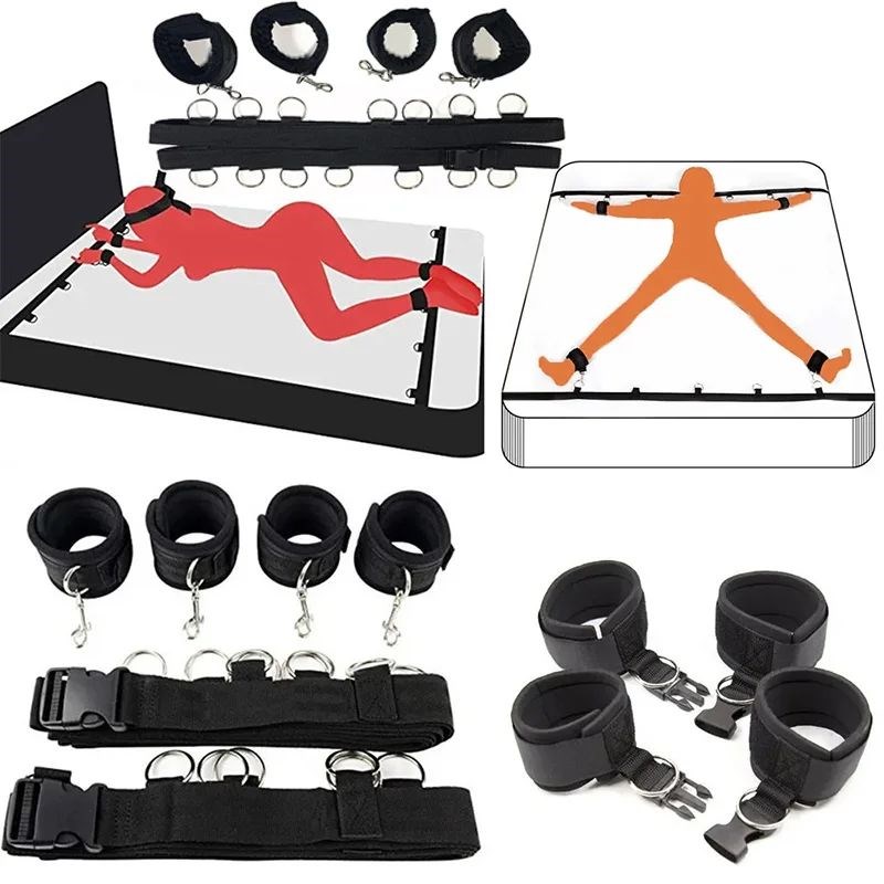 BDSM Adjustable Straps Bed Restraints Sex Bondage Kit For Co