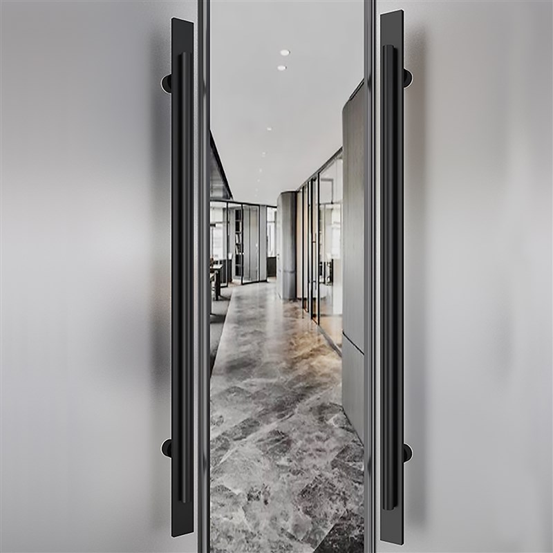 现代简约无框玻璃门拉手不锈钢加厚实木门把手门S面包厢通用金黑