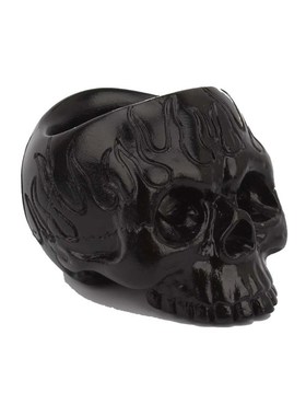 火焰黑色小骷髅烛台欧美创意家居恐怖复古骷髅迷你树脂摆件万圣节