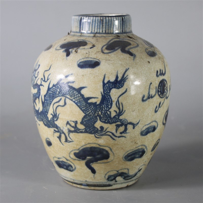 清康熙青花云龙纹罐坛手绘仿古老货包老瓷器家居摆件古董古玩收藏