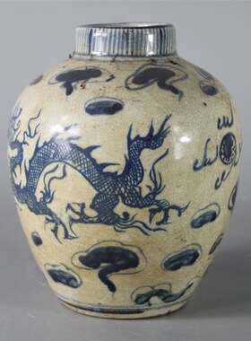 清康熙青花云龙纹罐坛手绘仿古老货包老瓷器家居摆件古董古玩收藏