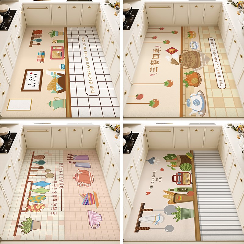 厨房地垫防滑防油可擦免洗2024年新款pvc防水地毯家用免清洗地毯