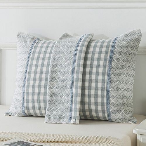 100全棉纱布枕巾一对装高档欧式纱布枕巾防滑按扣固定半包枕头套