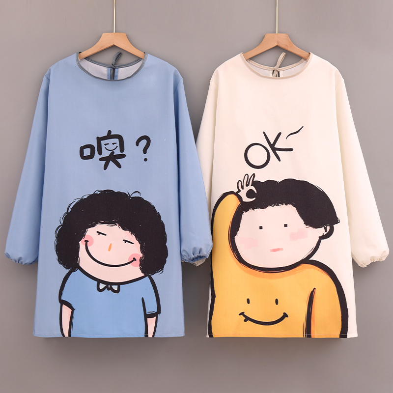 长袖围裙家用厨房网红做饭可爱罩衣女2023新款餐饮专用男士工作服