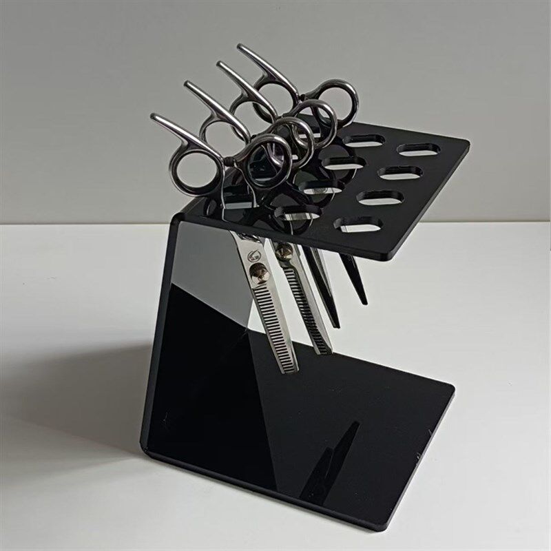 定制黑色透明美发k理发师宠物店剪刀推子滚梳专用收纳插放工具架