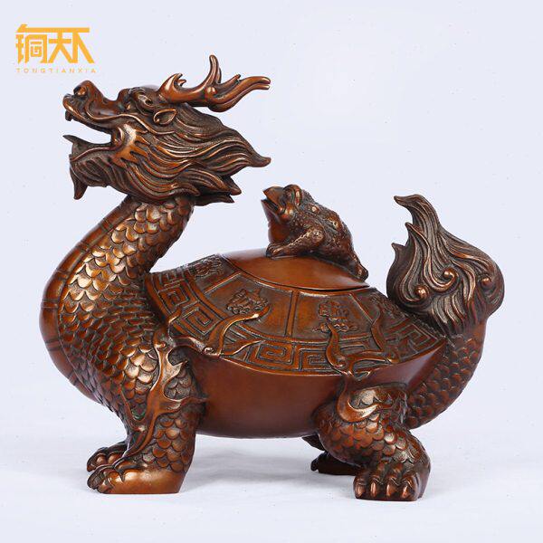 铜八宝龙龟熏炉紫铜仿古熏香炉家用室内茶道香薰炉摆件铜器工艺品