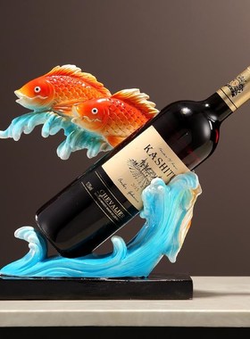 创意年年有鱼红酒架子收纳摆x件家居客厅酒柜电视柜轻奢高级感装