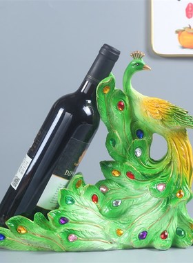 孔雀红酒架摆件轻奢高档家居w客厅酒柜装饰品乔迁新居送朋友闺蜜
