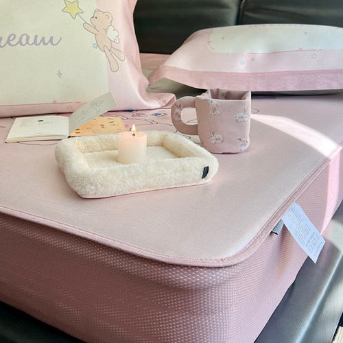 高端卡通冰丝席三件套轻奢床笠款空调席1.2m床席两件套可水洗软席