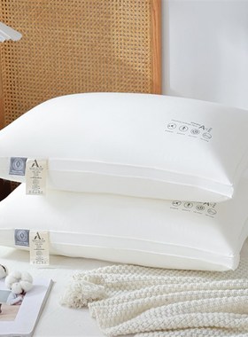 金洋家纺A类酒店羽丝绒枕头面料全棉枕芯白色简约48x74cm中枕高枕