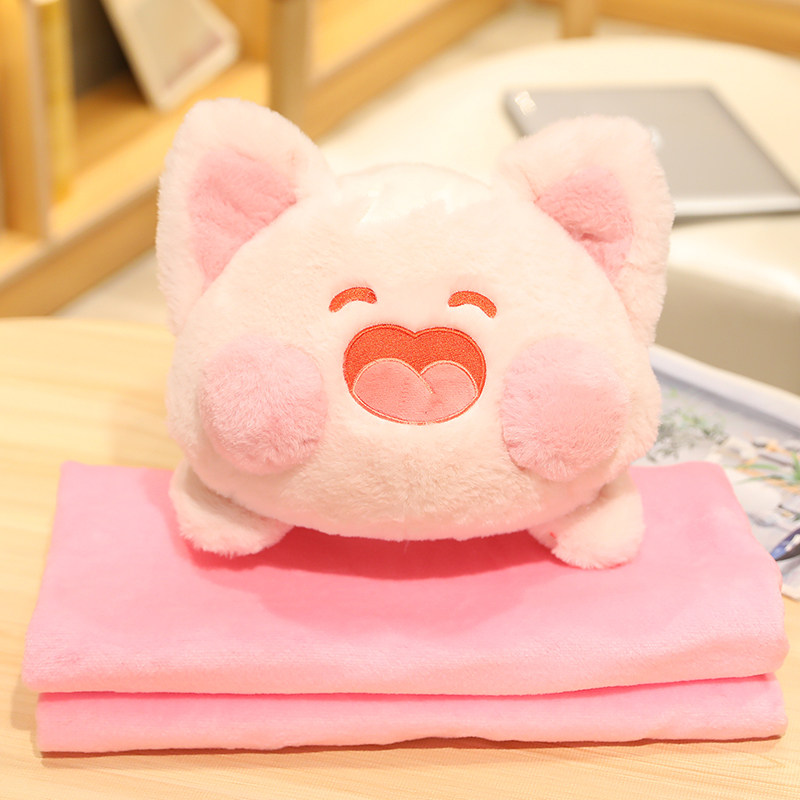 冬季暖手抱枕被子两用毛毯子插手捂办公室多功能车载内二合一可爱