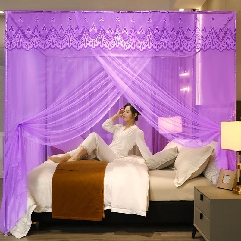 新款纹蚊帐家用单开门双人床支架老式1.0M单人1.8x2米公主风1.5米