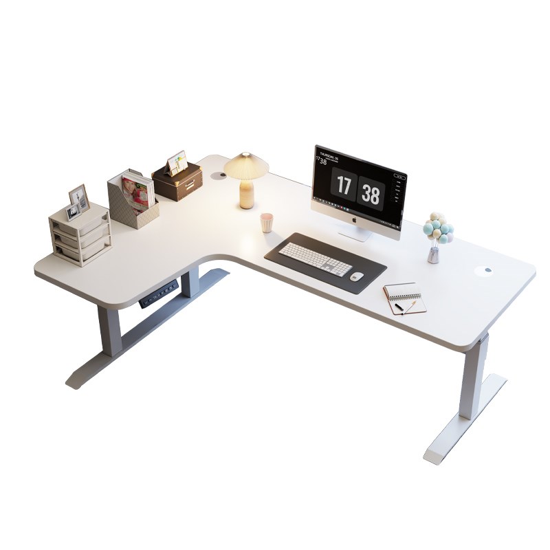 转角电动升降桌家用实木学习桌办公桌工作台L型智能电动拐角书桌