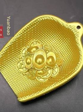 纯黄铜挂件新家家居室内客厅金桶财富簸箕元宝工艺品装饰摆件