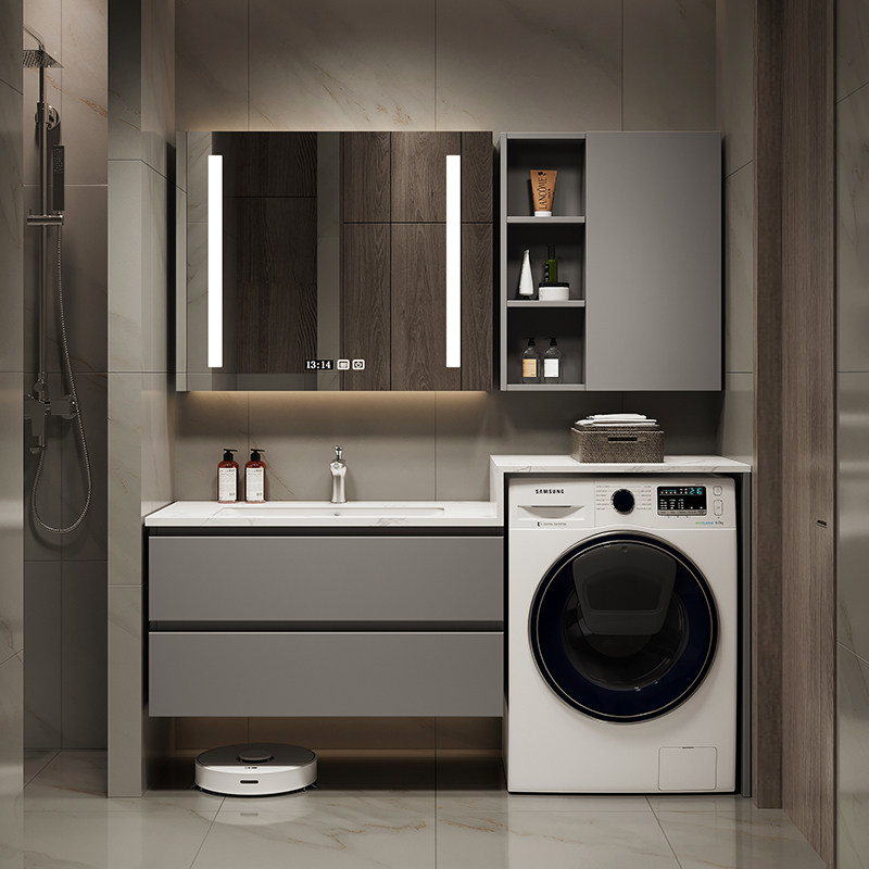 定制阳台岩板洗衣柜伴侣一体浴室柜组合卫生间洗漱台洗手脸盆柜