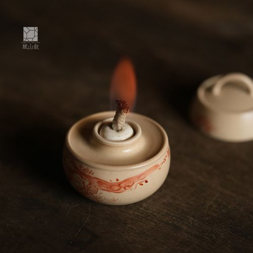 赋山叙天野 煮茶用陶瓷酒精灯加厚防爆 围炉茶具配件家用含灯芯