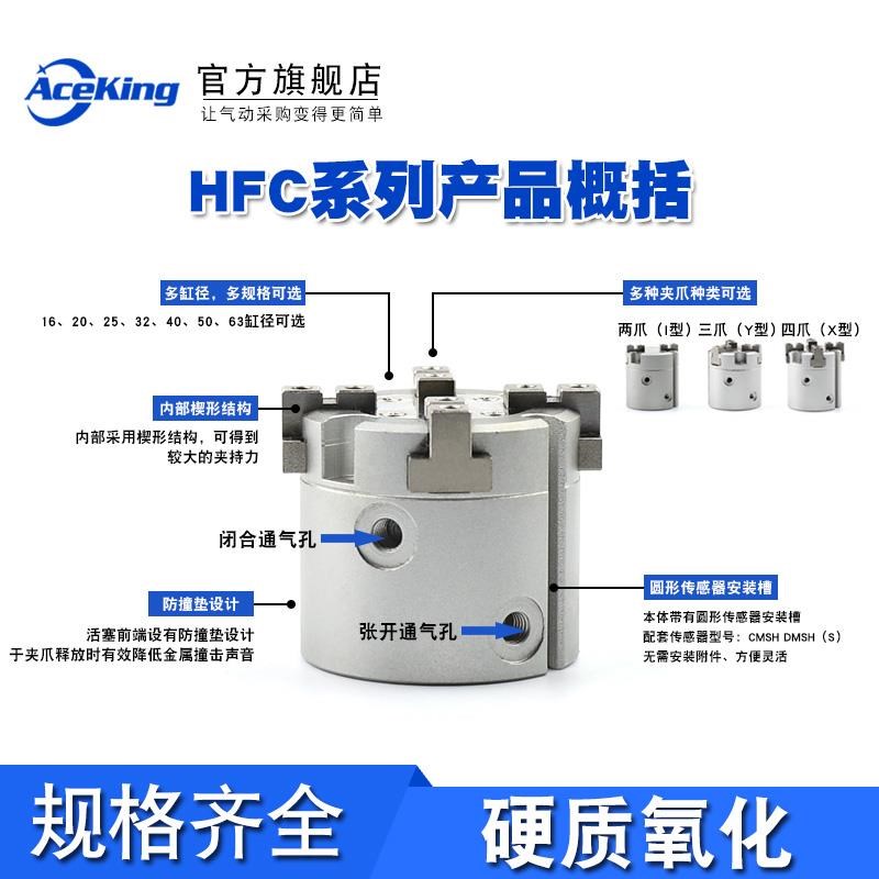 亚德客型三爪二四爪手指气缸HFCX HFCI HFCY16/20/25/32/40/50/63