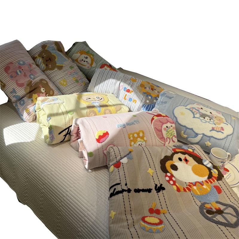 少女心水洗棉提花毛巾绣花卡通夏凉被单双人被芯空调被薄被四件套