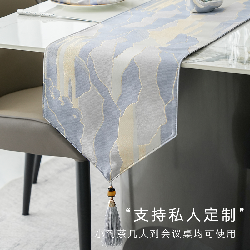 金色桌旗轻奢高端现代简约西餐桌布长条电视柜盖布茶几布定制