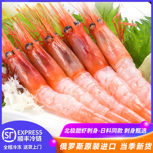 甜虾刺身俄罗斯冰山蓝盒甜虾冰冻虾北极甜虾生吃即食刺身海鲜