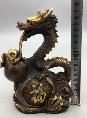古玩铜器收藏葫芦飞龙摆件 家居装饰礼品 工艺精湛  包浆醇厚
